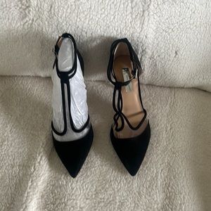 INC Suede T strap pumps